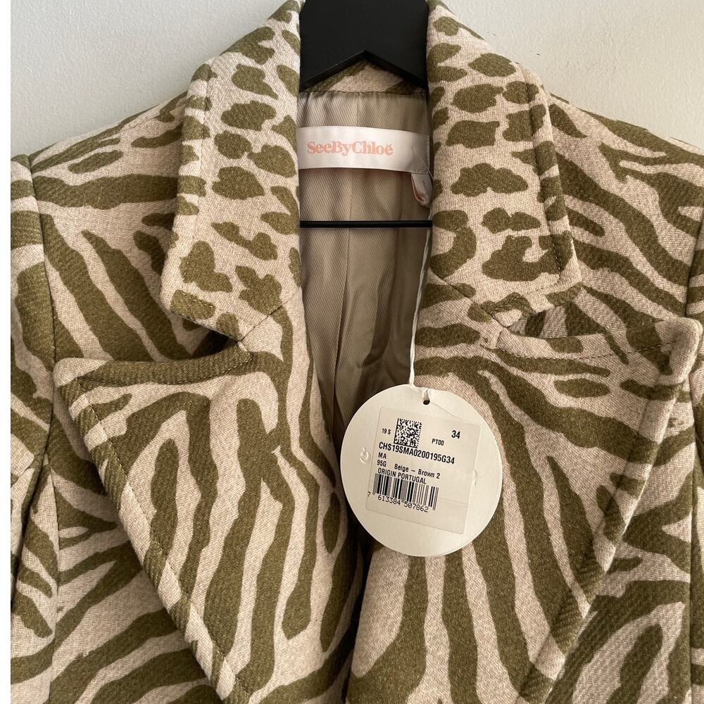See by Chloé Zebra Green Coat - Picture 7 of 9